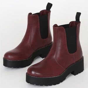 Lulu's Burgundy Chelsea Platform Booties